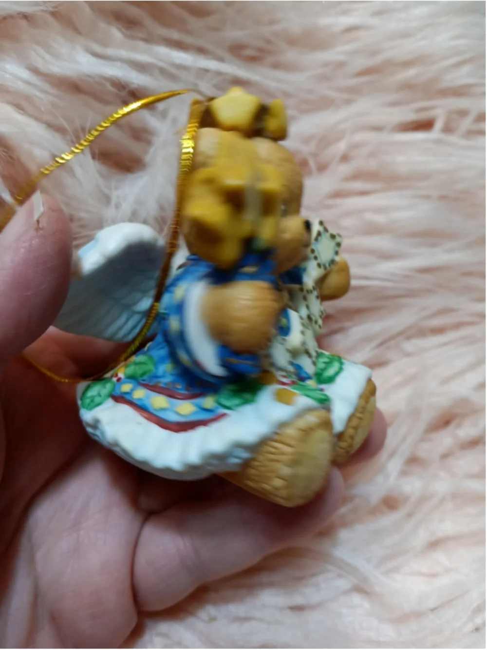 Lucy Rigg Angel Teddy Bear Porcelain FRANCES Chapeau Noelle Hanging Ornament